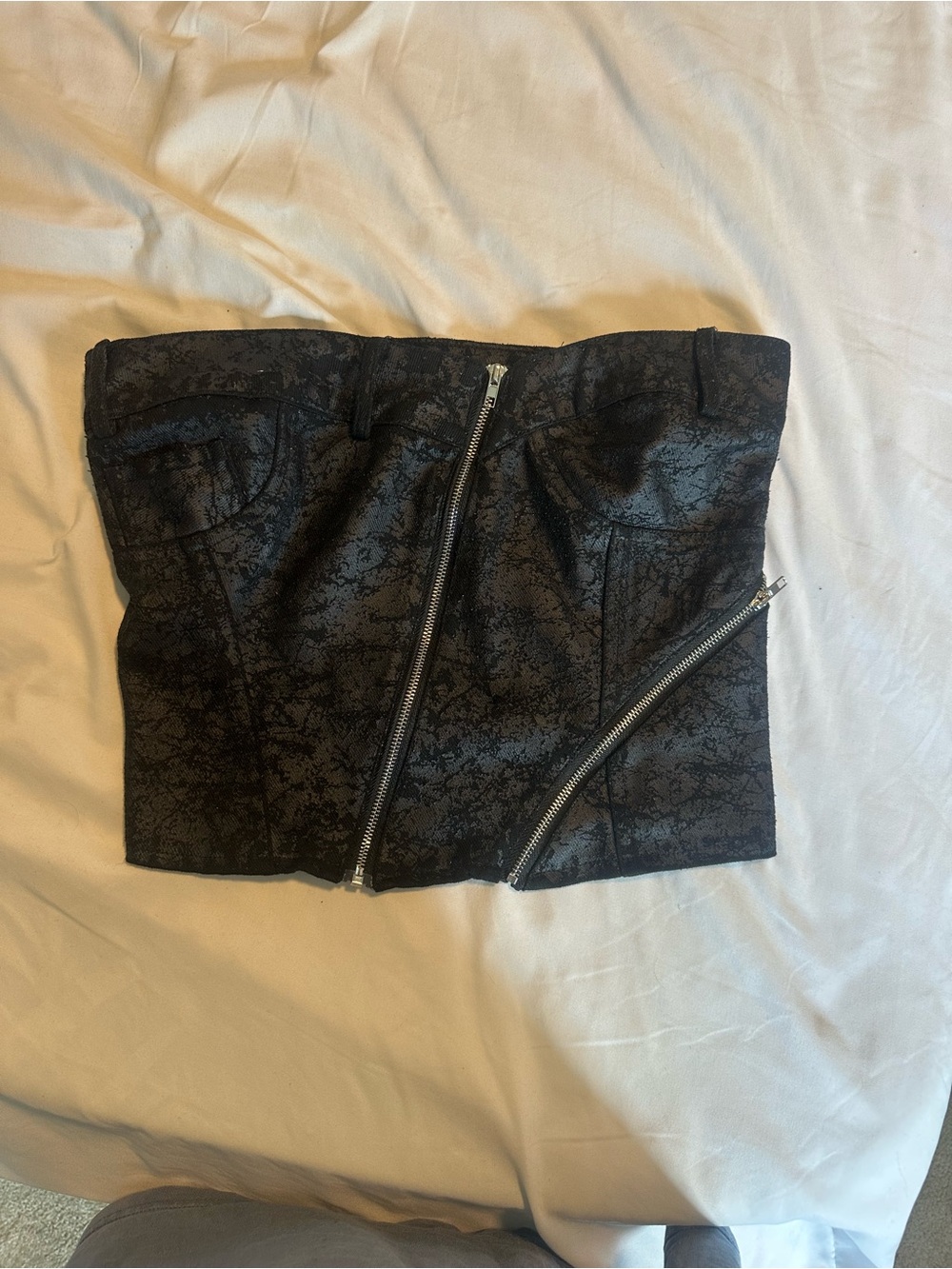 PrettyLittleThing Black Leather zipper top